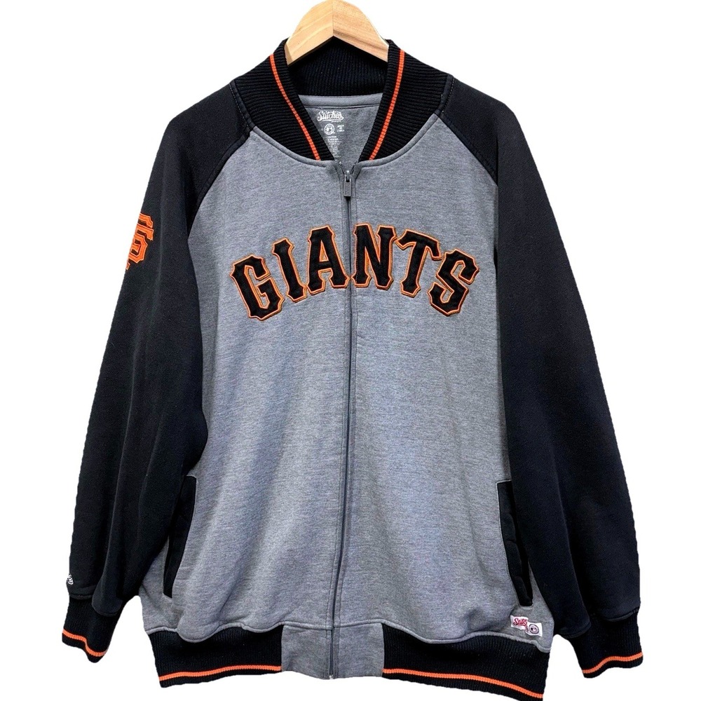 San Francisco Giants Full Zip Bomber Jacket Sweatshirt Size XL Gray MLB Baseball